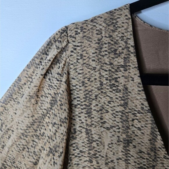 Rory Becca 100% Silk Snakeskin Shift Mini Dress Sheer Longsleeve Lined Size S - Picture 9 of 10